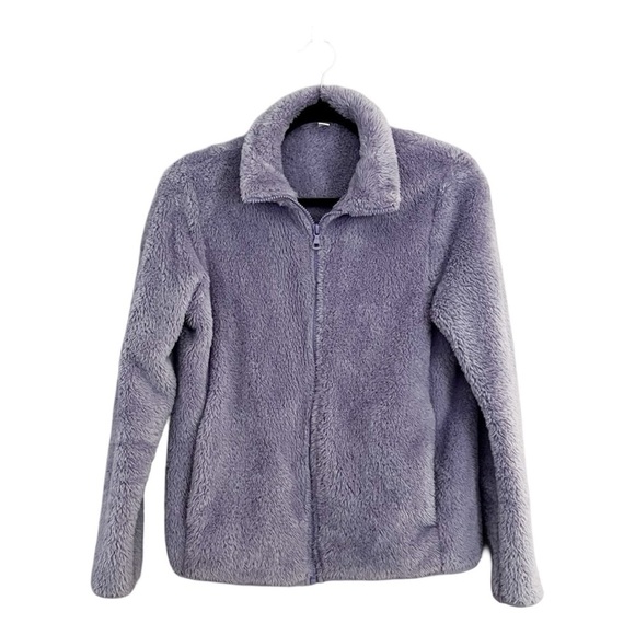 UNIQLO Fluffy Yarn Fleece Full-Zip Jacket Lilac Sz S - Picture 5 of 9